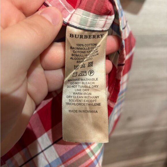 BURBERRY BRIT button down short sleeve red plaid shirt size medium - Picture 3 of 11